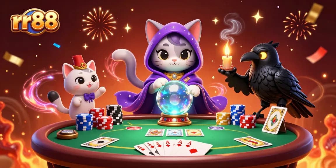 Experience thrilling gameplay at rr88 with a lively scene featuring mystical characters and engaging poker elements.