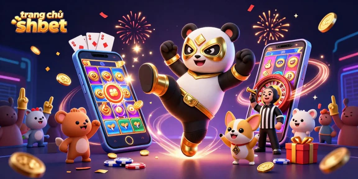 Experience the excitement of trang chủ shbet with an animated wrestling scene featuring colorful gambling elements.
