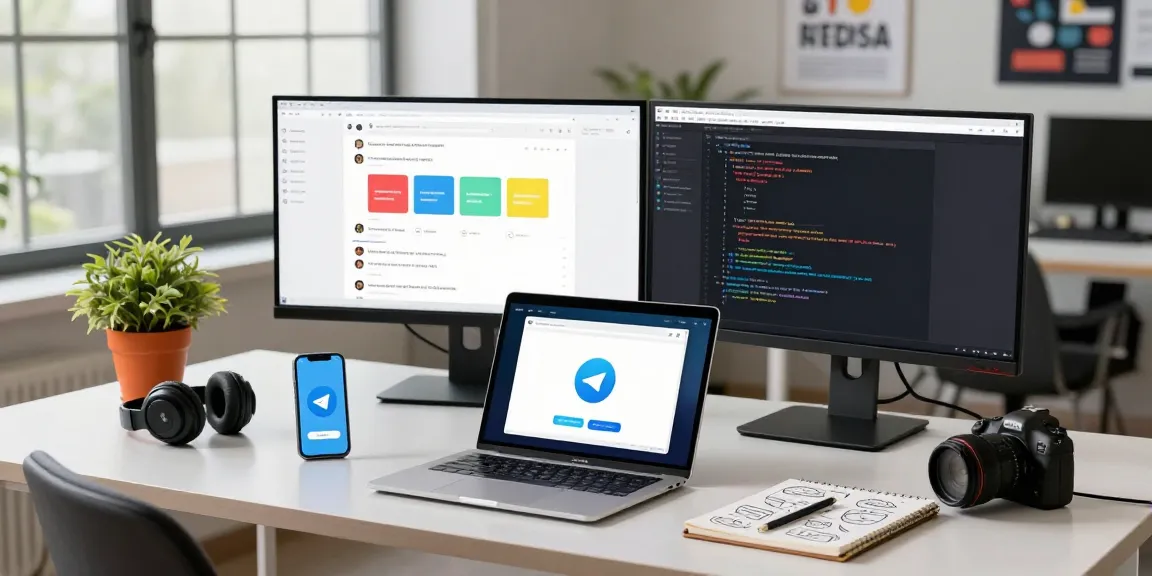 Engaging user interacting with Telegram Web Version in a modern workspace.