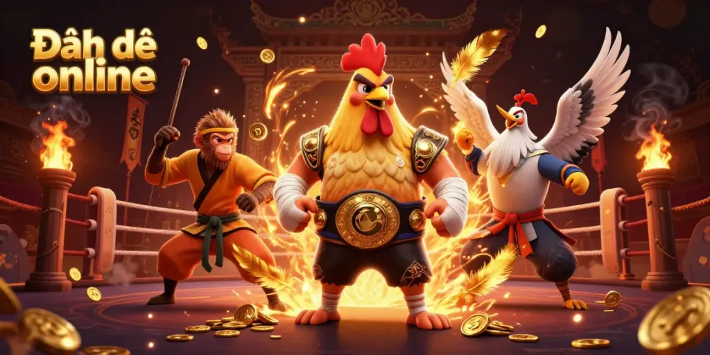 Bettors participating in Đánh đề online amidst colorful casino elements and vibrant characters.