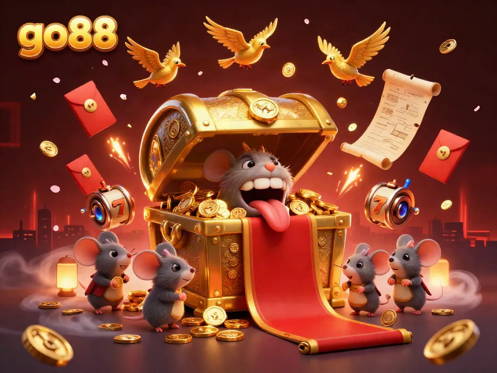 Engage with go88's thrilling slot games featuring lucky reels and rich rewards in a vibrant casino scene.