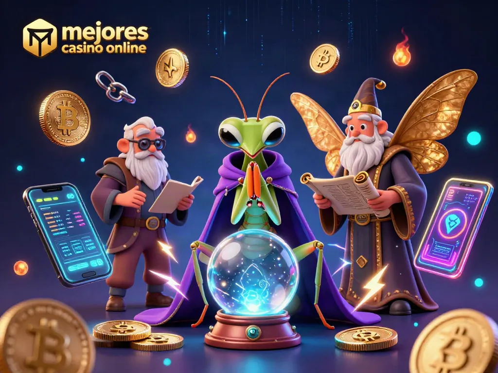 Juega en los mejores casinos online con bonos y giros gratis rodeado de elementos místicos.