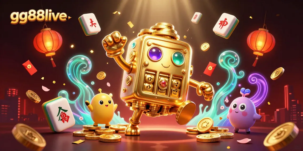 Experience the excitement of gaming at gg88live with a vibrant 3D casino illustration showcasing luck symbols.
