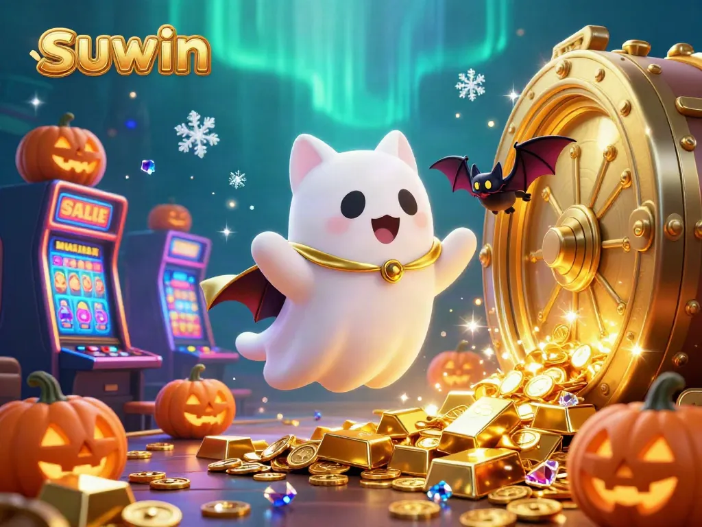 Experience winning thrills with suwin in this vibrant casino scene filled with ghostly charm and treasure.