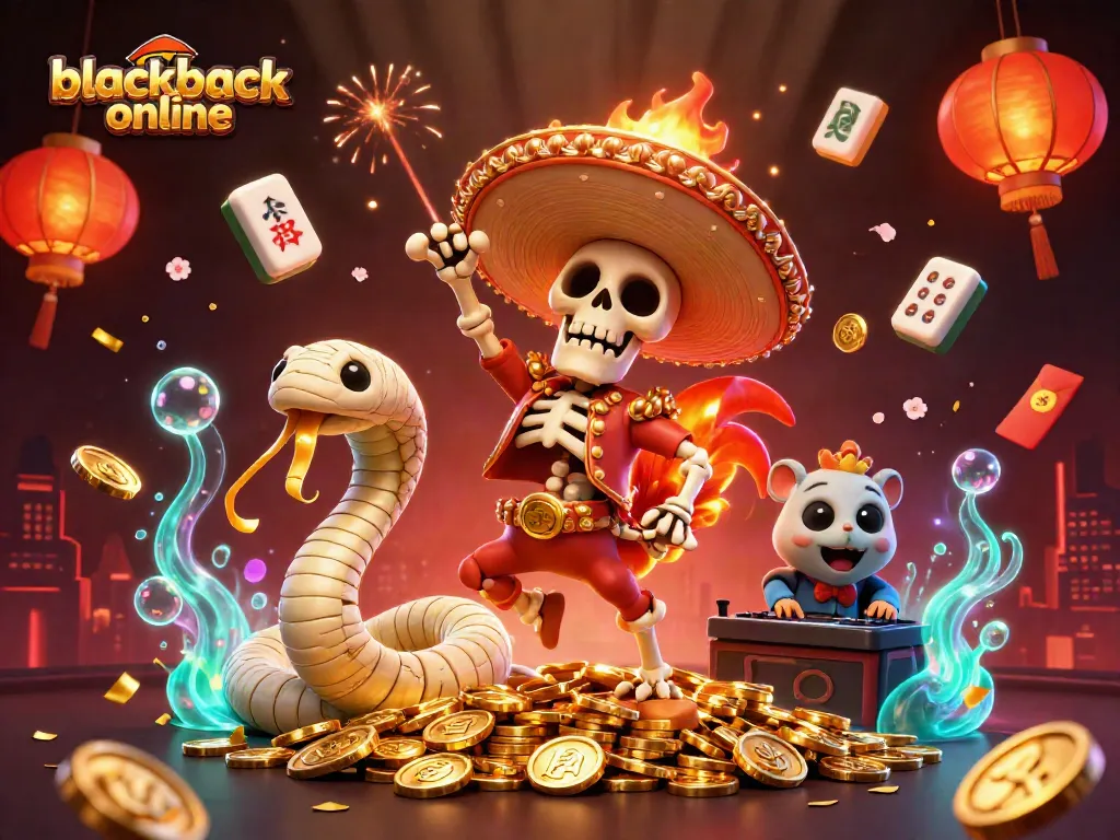 Juega blackjack online en México con un emocionante entorno de casino, completo con personajes animados.