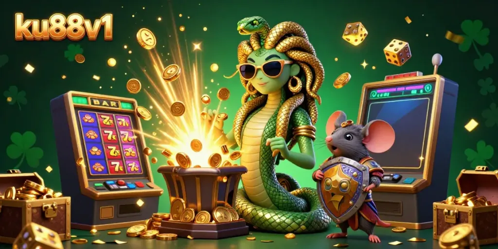 Experience exciting jackpots and dynamic gameplay at ku88v1 with a playful Medusa and warrior mouse.