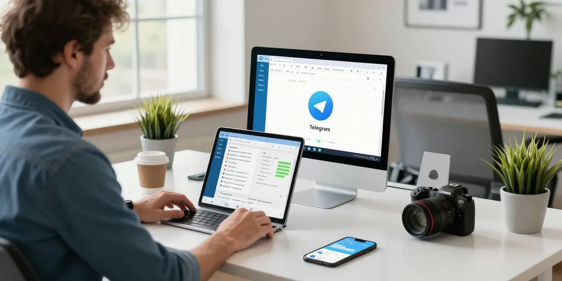 Using Telegram网页版 for effective business communication in a modern office setup.