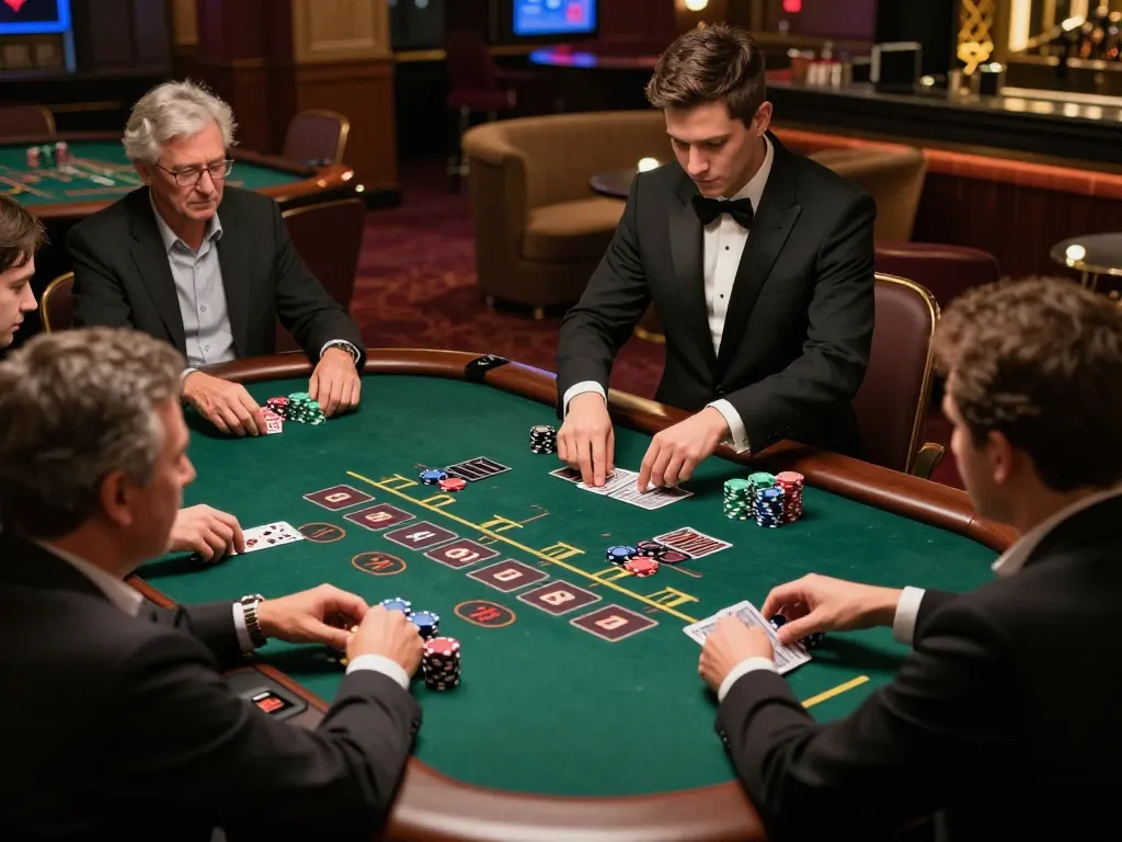 gg88 gaming action at a live blackjack table with players engaged and dealer shuffling cards.