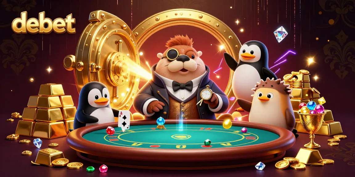 Engage with debet at an underwater poker game featuring whimsical casino characters and vibrant treasures.