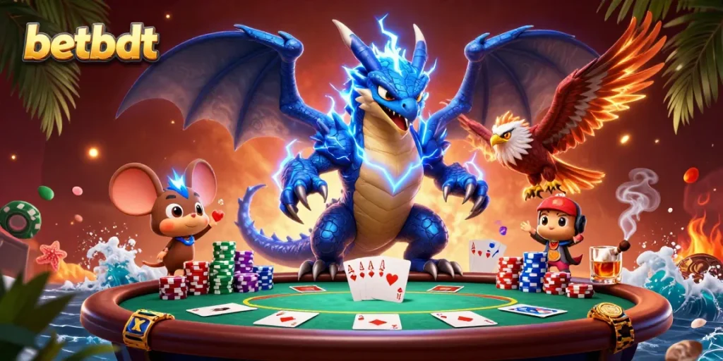 Experience thrilling casino action with betbdt's dynamic poker scene, featuring exciting characters and rich game elements.
