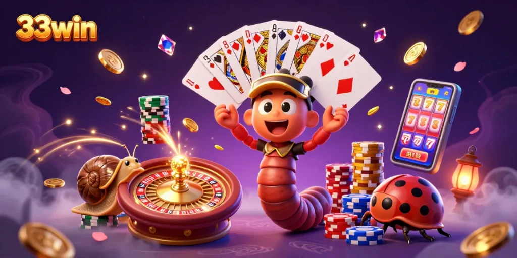 Experience the excitement of 33win as playful 3D characters bring casino games to life with vibrant energy and rich visuals.