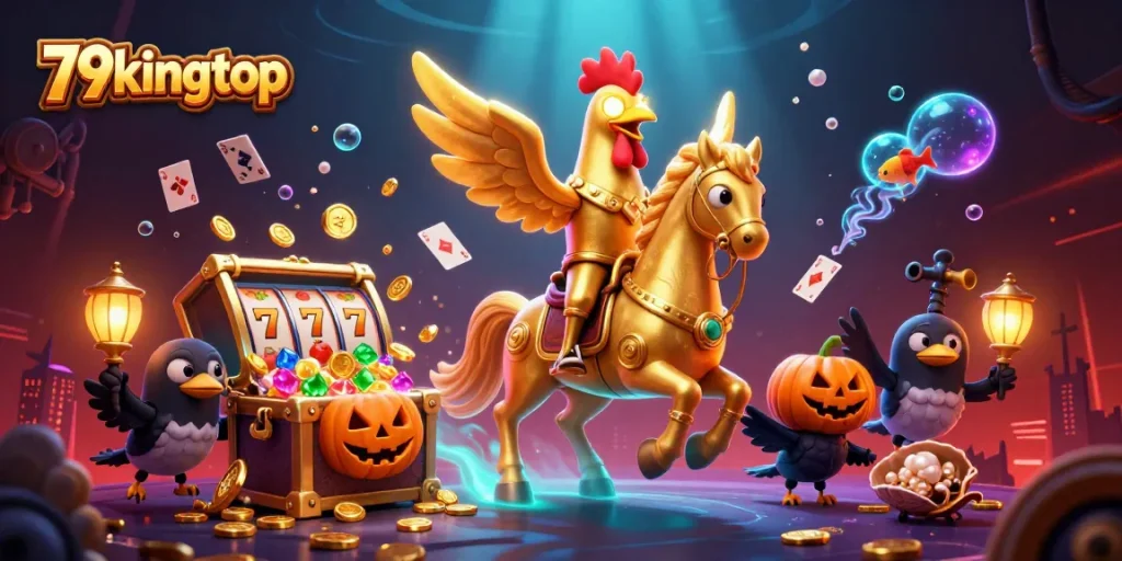 Experience thrilling gaming at 79kingtop with vibrant slot reels and colorful treasures!
