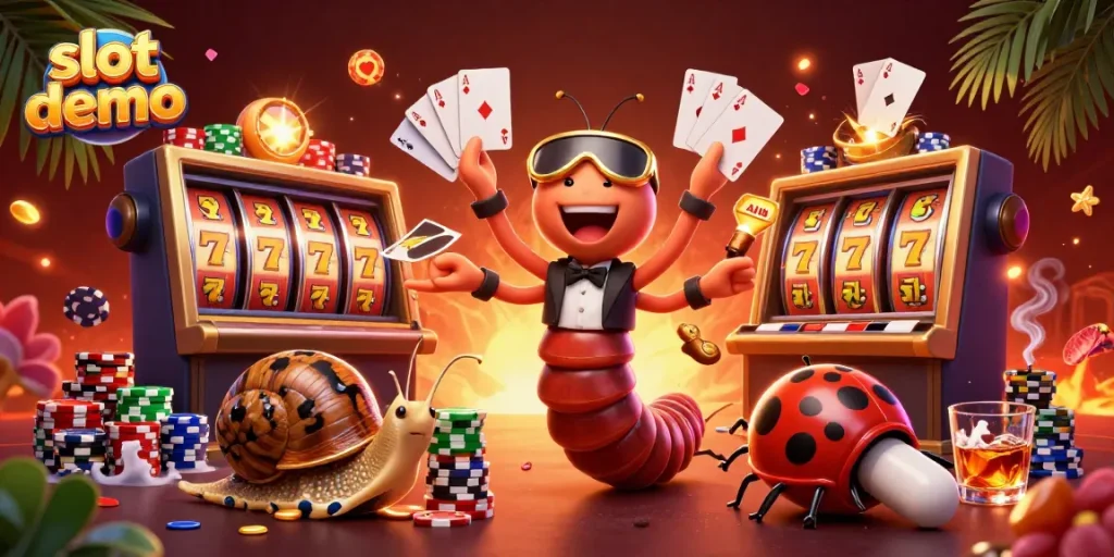 Menangkan slot demo dengan dealer cerdas dan banyak chip, dikelilingi permainan seru.