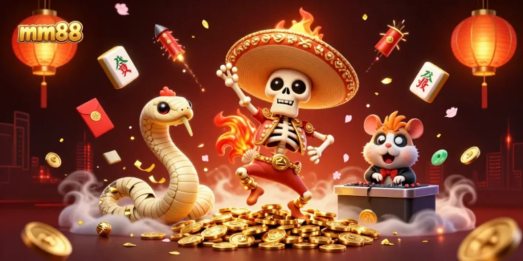 Experience thrilling gameplay at mm88 with vibrant casino action featuring unique characters and energetic atmosphere.